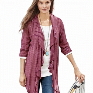 Soft Surroundings Pink Tie Dye Cardigan Top Size Small